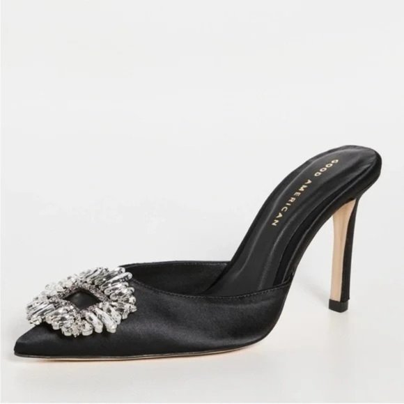 Good American Shoes Nwob Good American Jeweled Mule Heels Black